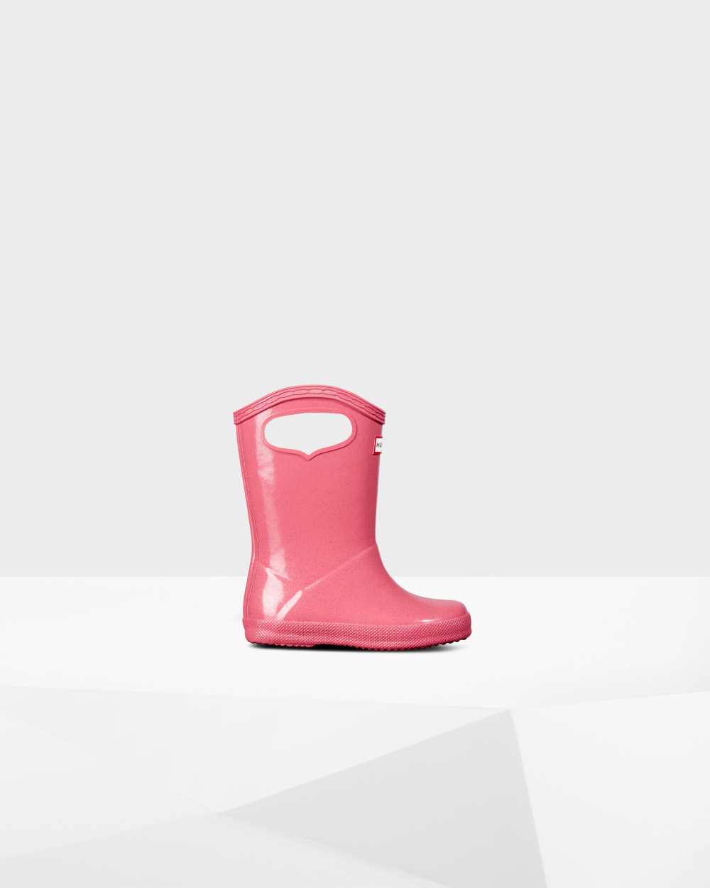 Hunter Kids Original First Classic Grab Handle Gloss Short Wellington Boots Pink,ZLYV74513